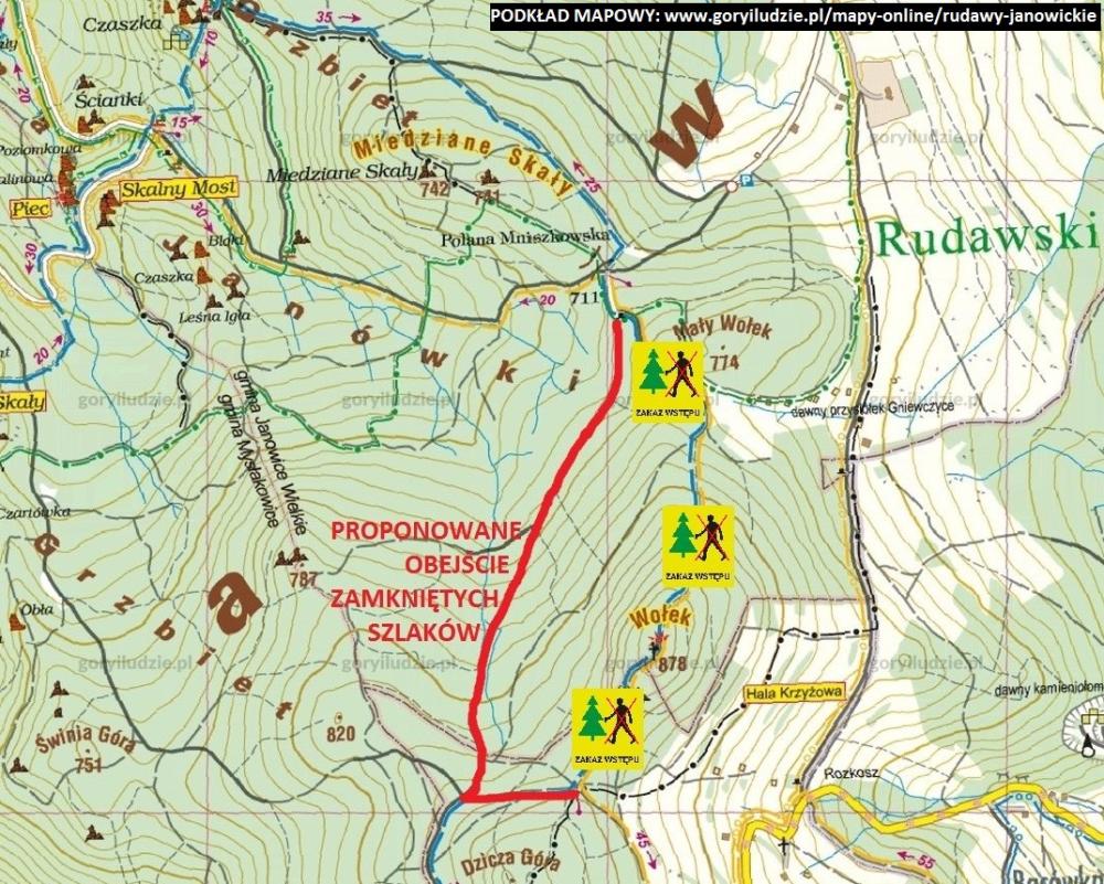 Mapa góra wołek