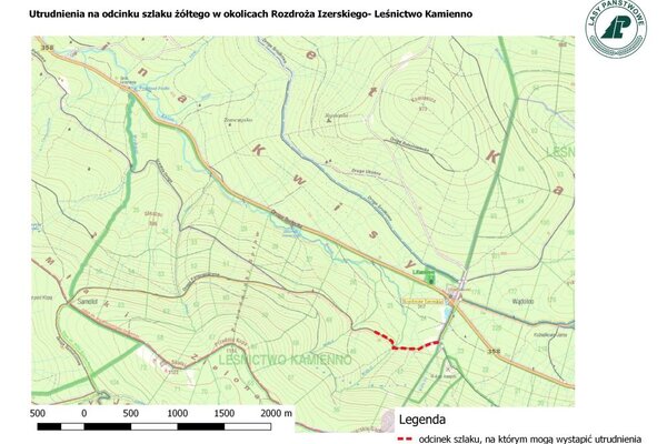 Utrudnienia na szlaku żółtym w okolicach Rozdroża Izerskiego
