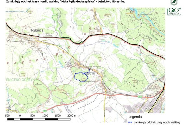 Tymczasowo zamknięta trasa nordic walking Mała Pętla Goduszyńska