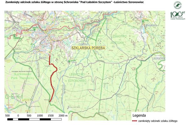 Otwarcie odcinka szlaku żółtego w stronę Schroniska Pod Łabskim Szczytem - Leśnictwo Szronowiec