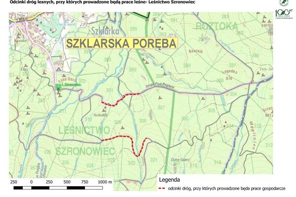 Prace gospodarcze w pobliżu odcinka Drogi Pod Reglami i II Drogi- Leśnictwo Szronowiec
